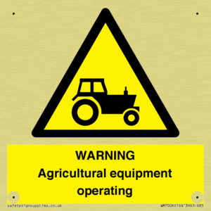 WARNING Agricultural equipment operating